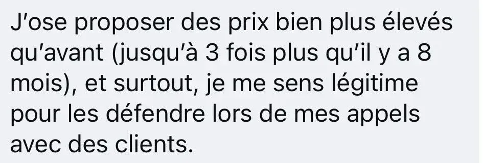 Message d’Élodie : elle ose des prix jusqu’à 3 fois plus élevés qu’il y a 8 mois
