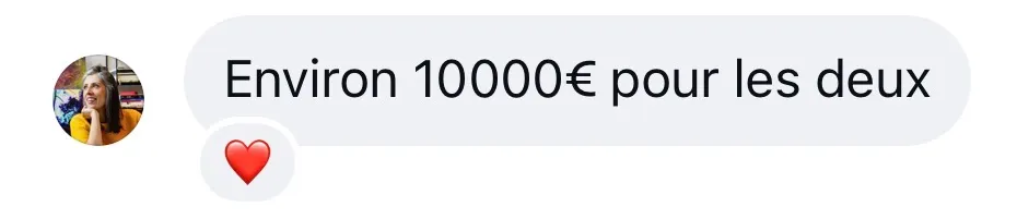 Preuve de Raphaëlle : de 600€ à 1500€ le packaging